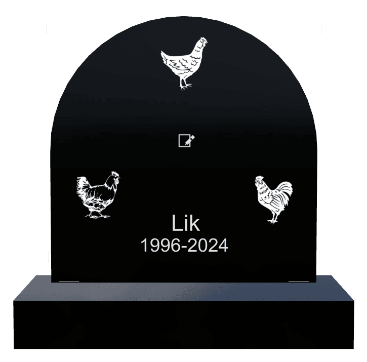 Half Round Laser-Etched Black Granite Headstone – Bird preview