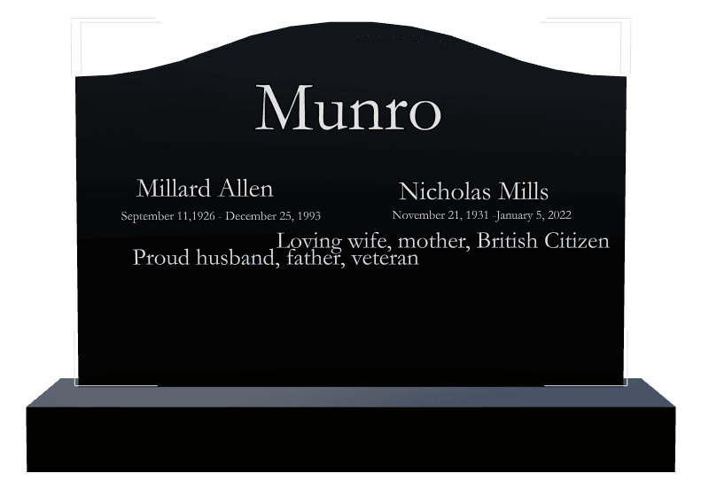 Serpentine Laser-Etched Black Granite Headstone – Loving Wife preview