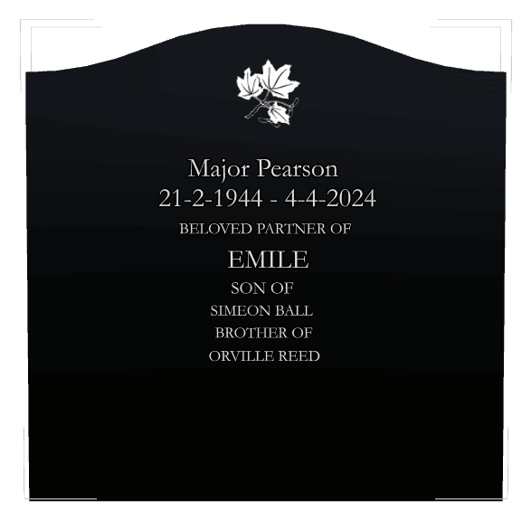 Serpentine Laser-Etched Black Granite Headstone – Flower preview