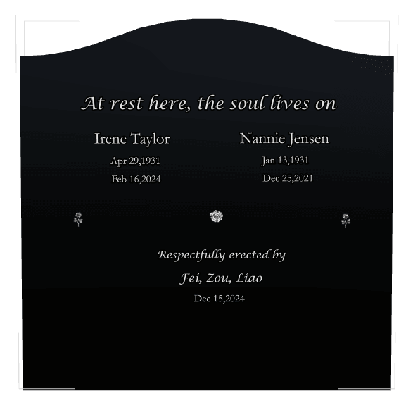 Serpentine Laser-Etched Black Granite Headstone – Flower Flowers preview