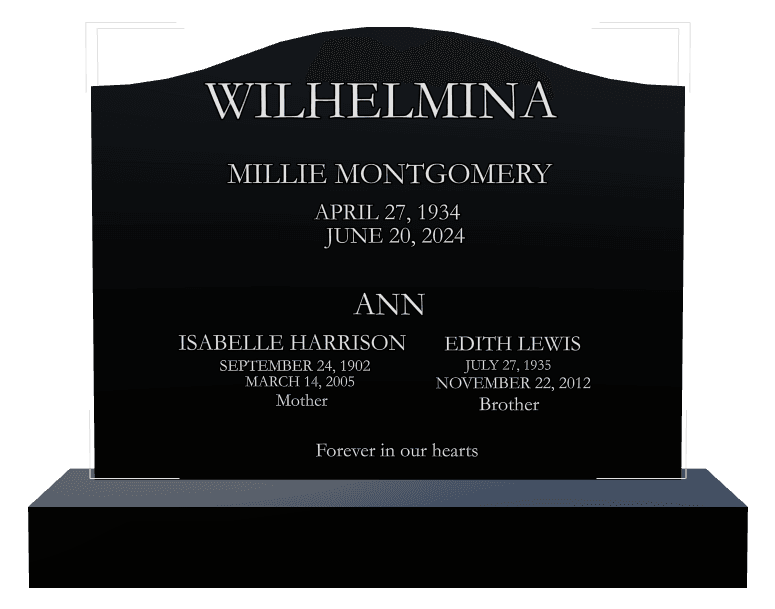 Serpentine Laser-Etched Black Granite Headstone – Forever in Our Hearts preview