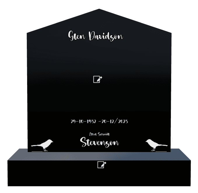 Peak Laser-Etched Black Granite Headstone – Bird Headstone preview