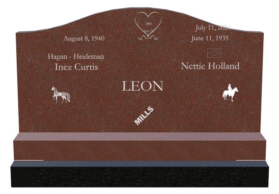 Serpentine Laser-Etched Black Granite Headstone – Heart Horse preview
