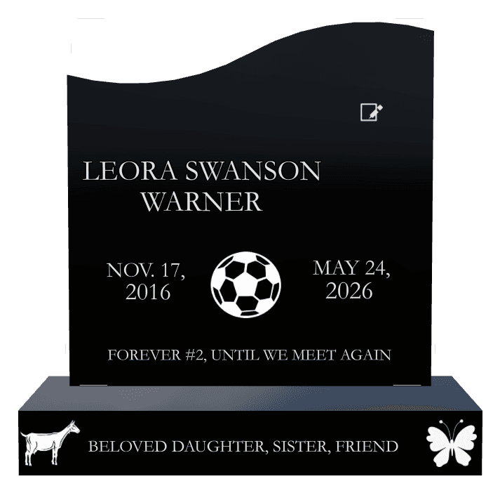 Right Wave Laser-Etched Black Granite Headstone – Beloved Daughter preview