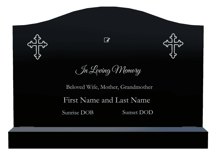 Serpentine Laser-Etched Black Granite Headstone – In Loving Memory preview