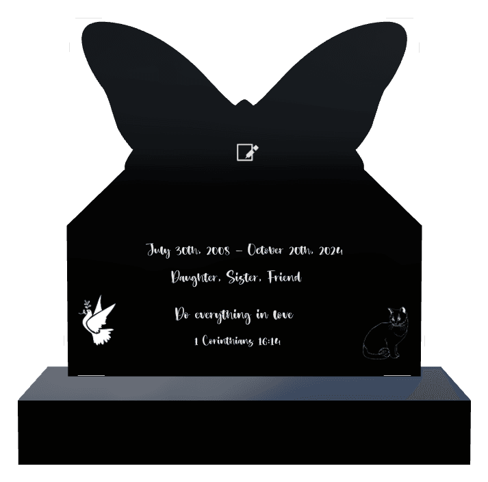 Laser-Etched Black Granite Headstone – 1 Corinthians preview