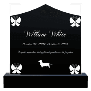 Curved Peak - Butterflies Dog memorial design preview