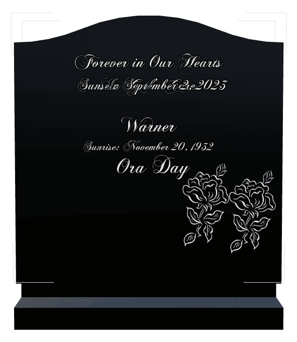 Serpentine Laser-Etched Black Granite Headstone – Forever in Our Hearts preview