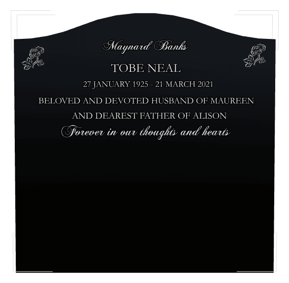 Serpentine Laser-Etched Black Granite Headstone – Devoted Husband preview