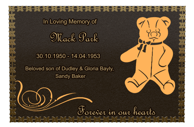 Rectangle (landscape) Bronze Plaque – teddy-bear preview