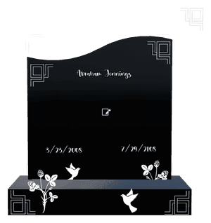 Right Wave - Dove Flower Headstone memorial design preview