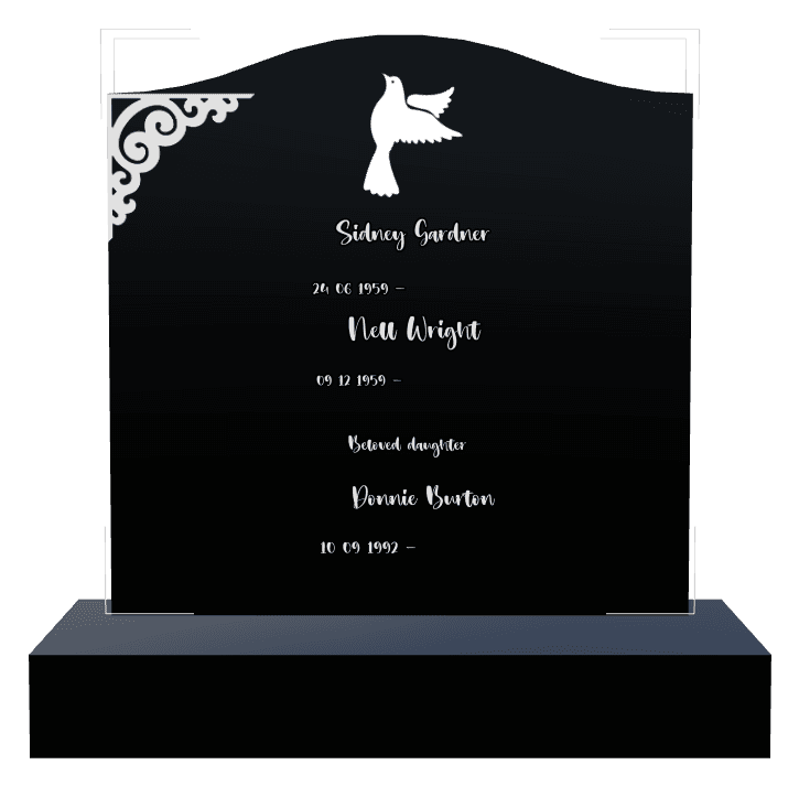 Serpentine Laser-Etched Black Granite Headstone – Beloved Daughter preview
