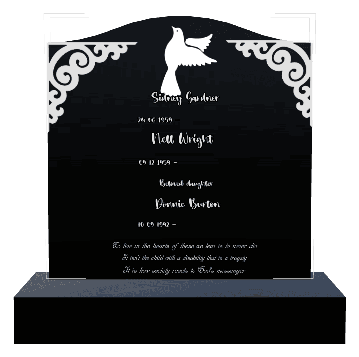 Serpentine Laser-Etched Black Granite Headstone – Beloved Daughter preview
