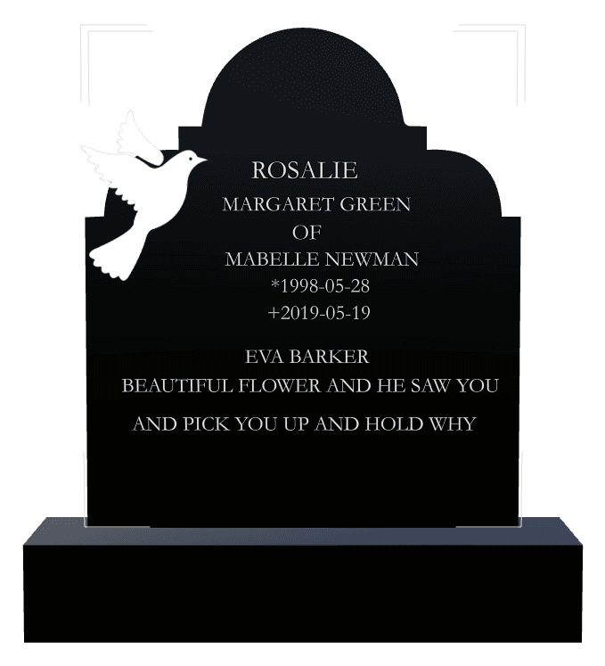 Laser-Etched Black Granite Headstone – Rest in Peace preview