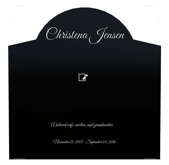 Curved Gable Laser-Etched Black Granite Headstone – Wife preview