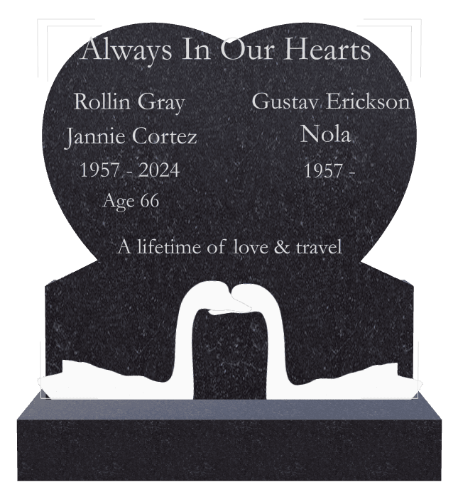 Heart Traditional Engraved Headstone – duck preview