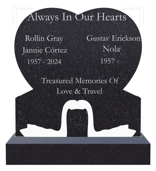 Heart Traditional Engraved Headstone – duck preview
