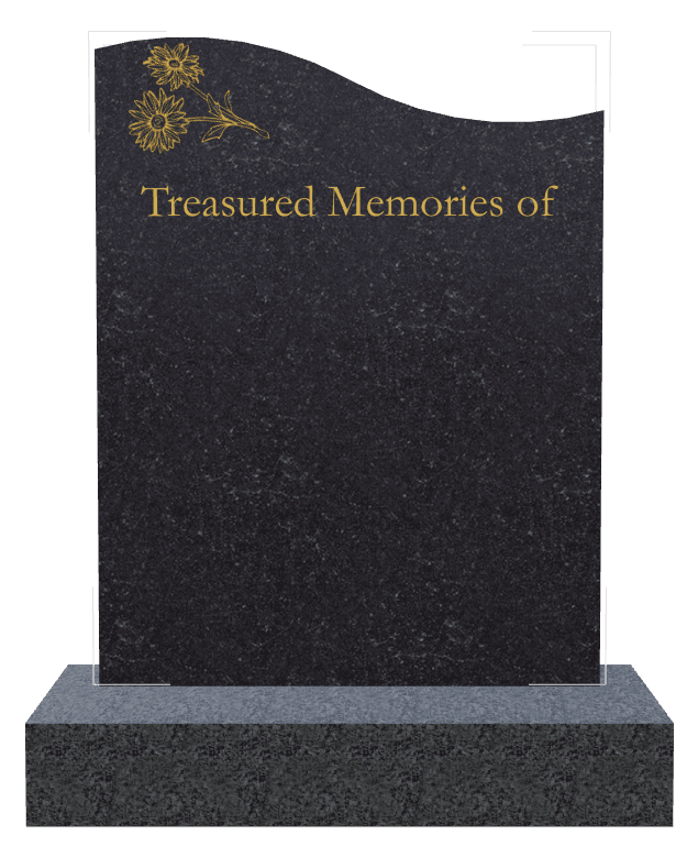 Left Wave Traditional Engraved Headstone – Treasured Memories preview