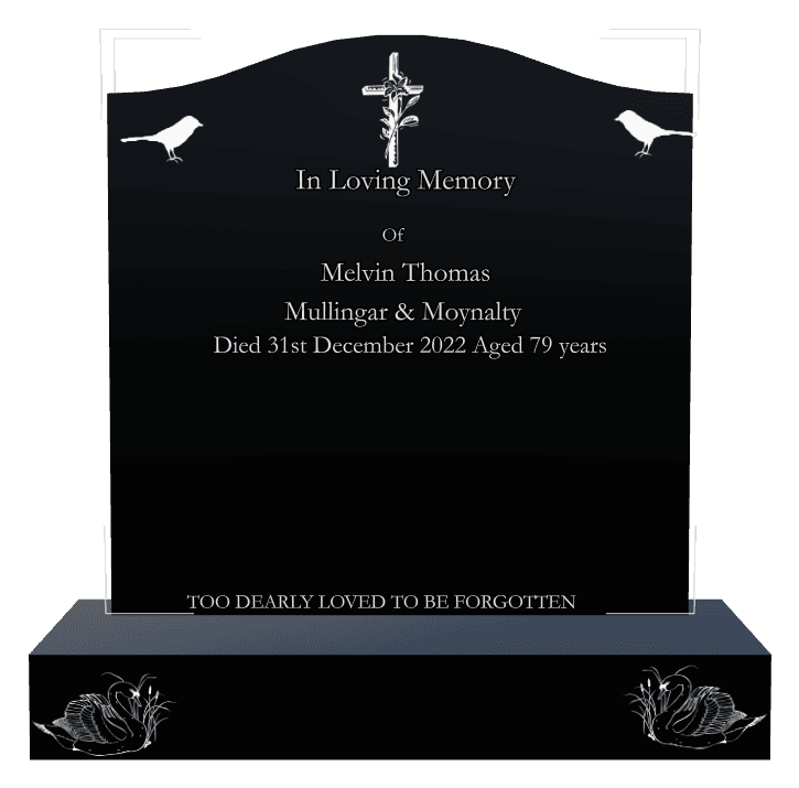 Serpentine Laser-Etched Black Granite Headstone – In Loving Memory preview