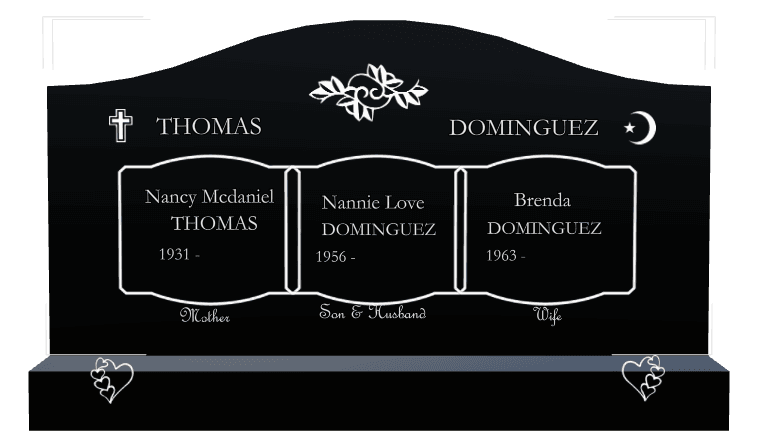 Serpentine Laser-Etched Black Granite Headstone – Cross Star preview