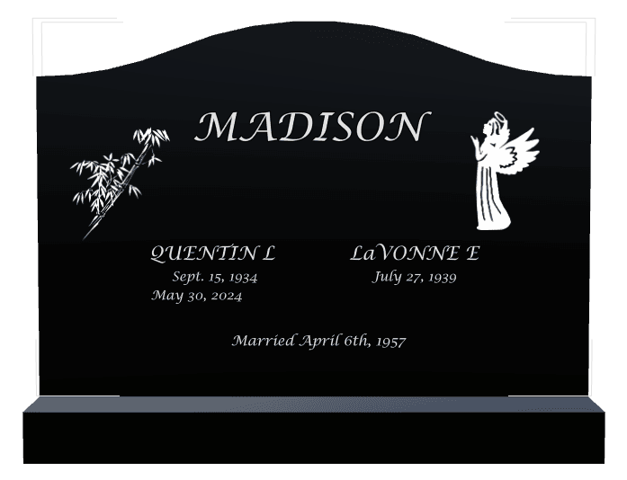 Serpentine Laser-Etched Black Granite Headstone – John preview