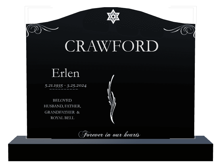 Serpentine Laser-Etched Black Granite Headstone – Forever in Our Hearts preview