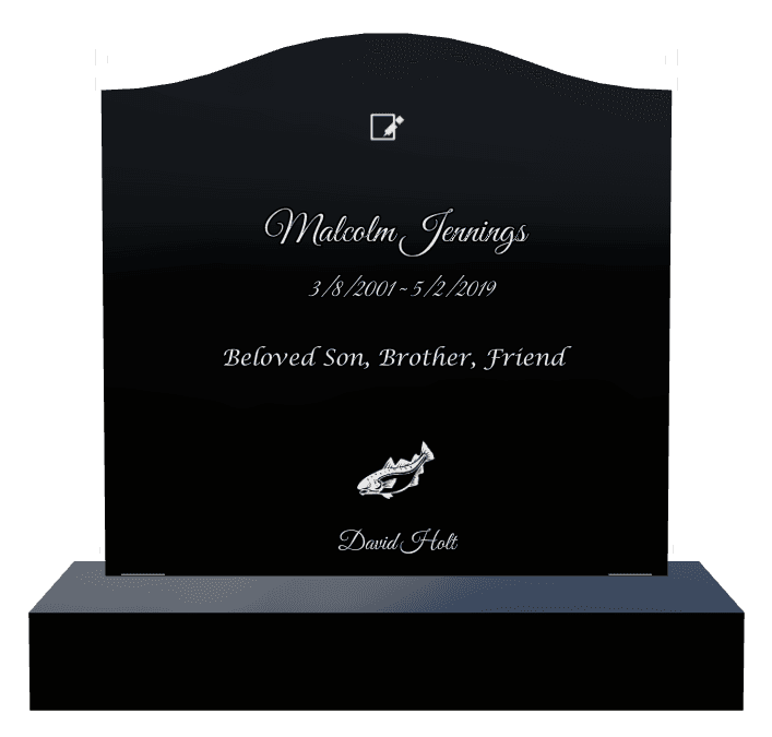 Serpentine Laser-Etched Black Granite Headstone – Beloved Son preview