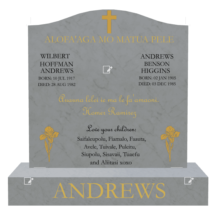 Serpentine Traditional Engraved Headstone – Cross Flower preview