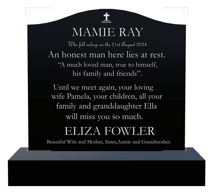 Serpentine Laser-Etched Black Granite Headstone – Much Loved preview