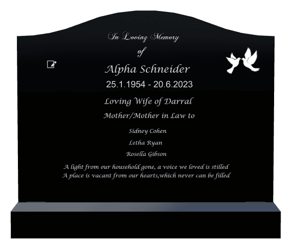 Serpentine Laser-Etched Black Granite Headstone – Loving Wife preview
