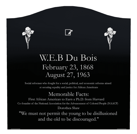 Serpentine Laser-Etched Black Granite Headstone – Flower preview