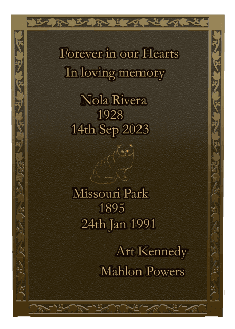 Rectangle (portrait) Bronze Plaque – cat preview
