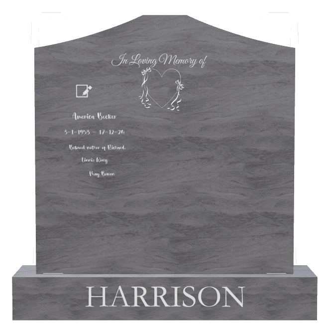 Cropped Peak Traditional Engraved Headstone – In Loving Memory preview