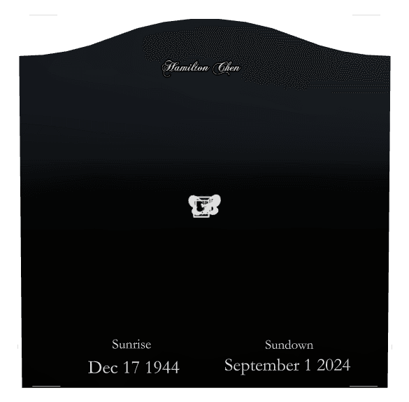 Serpentine Laser-Etched Black Granite Headstone – Butterflies preview