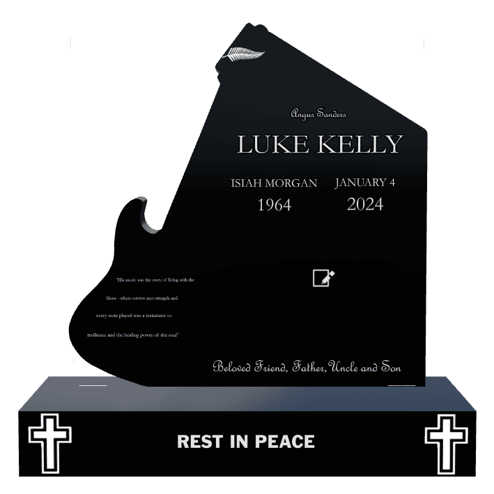 Laser-Etched Black Granite Headstone – Rest in Peace preview