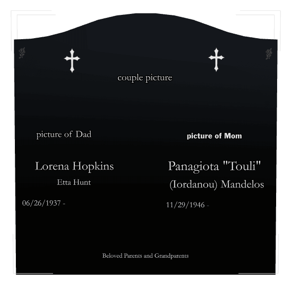 Serpentine Laser-Etched Black Granite Headstone – Cross Flower preview