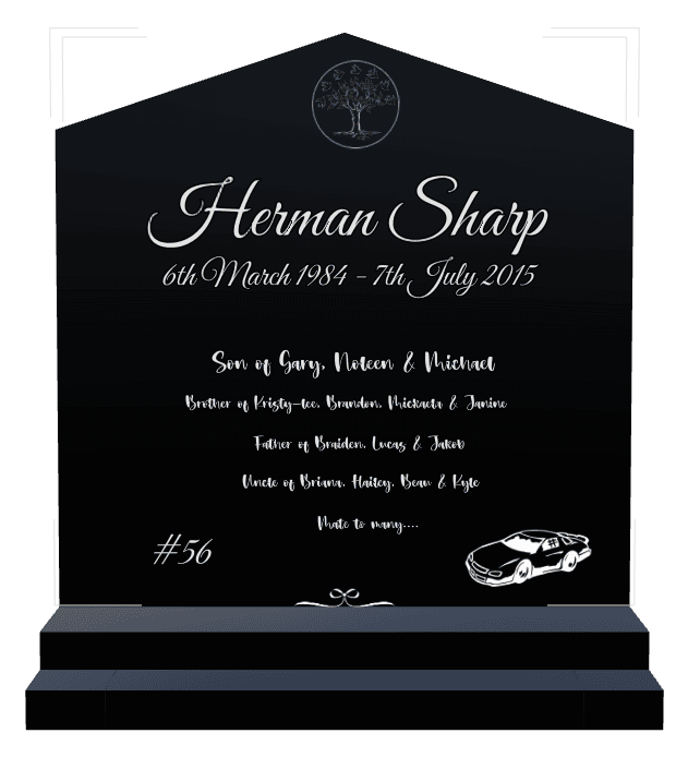 Peak Laser-Etched Black Granite Headstone – Heart preview