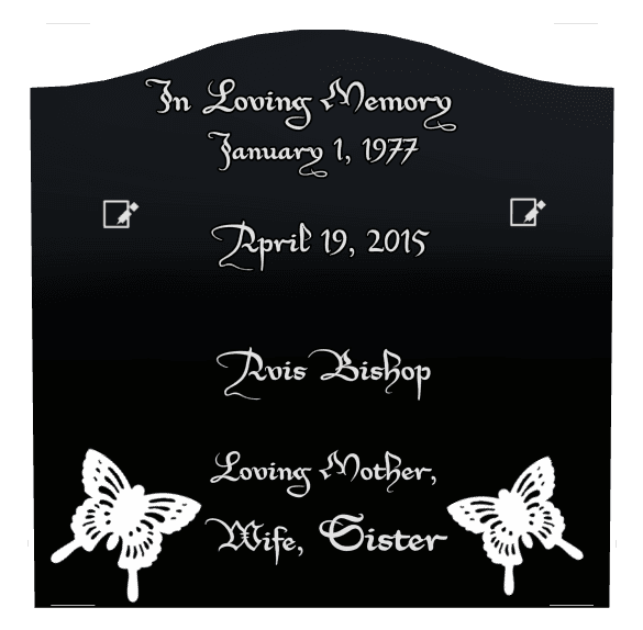 Serpentine Laser-Etched Black Granite Headstone – Loving Mother preview
