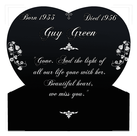 Heart Laser-Etched Black Granite Headstone – cross and flower preview