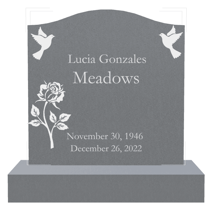 Serpentine Traditional Engraved Headstone – Dove Flower preview