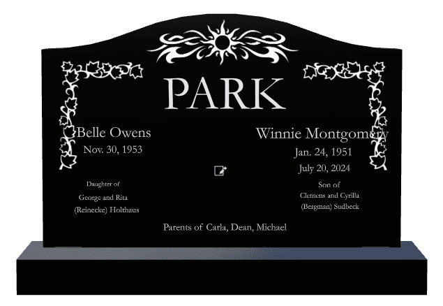 Serpentine Laser-Etched Black Granite Headstone – Daughter preview