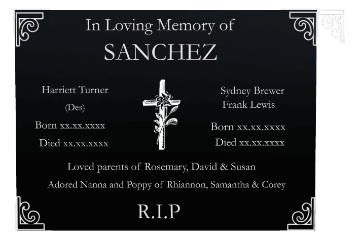 Rectangle (landscape) Laser-Etched Color Plaque – Rest In Peace preview
