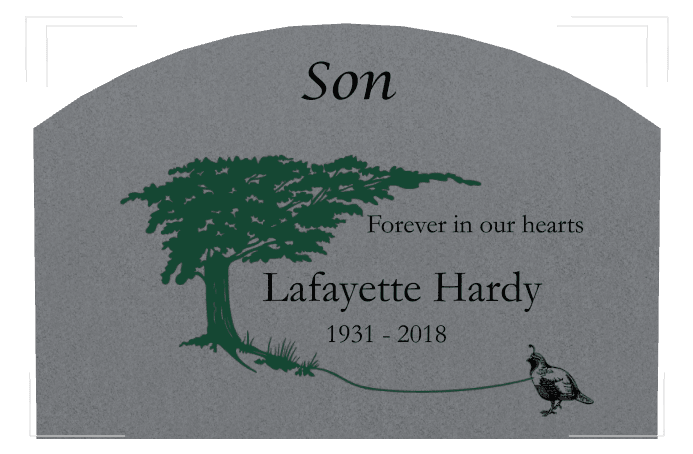 Curved Top Traditional Engraved Headstone – Forever in Our Hearts preview