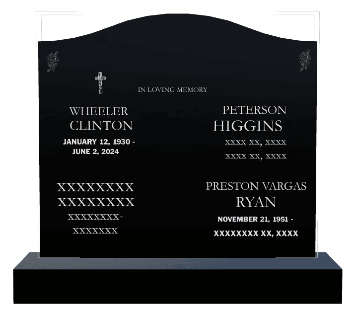 Serpentine Laser-Etched Black Granite Headstone – In Loving Memory preview