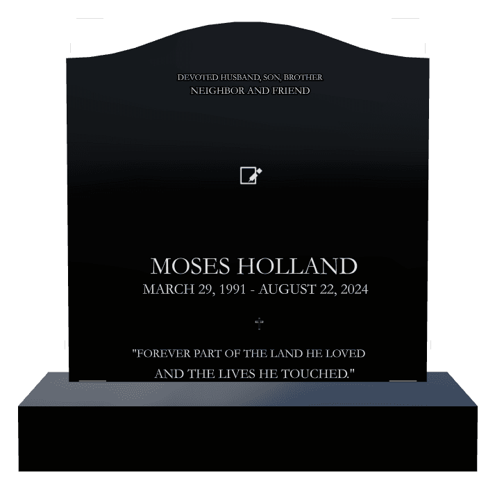 Serpentine Laser-Etched Black Granite Headstone – Devoted Husband preview