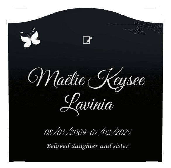 Serpentine Laser-Etched Black Granite Headstone – Beloved Daughter preview