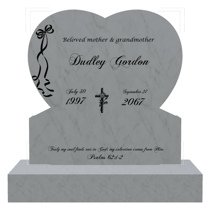 Heart Traditional Engraved Headstone – Shape Truly my Soul Finds Rest in God preview