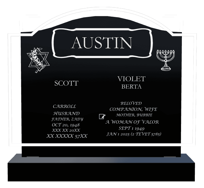 Serpentine Laser-Etched Black Granite Headstone – Mother preview