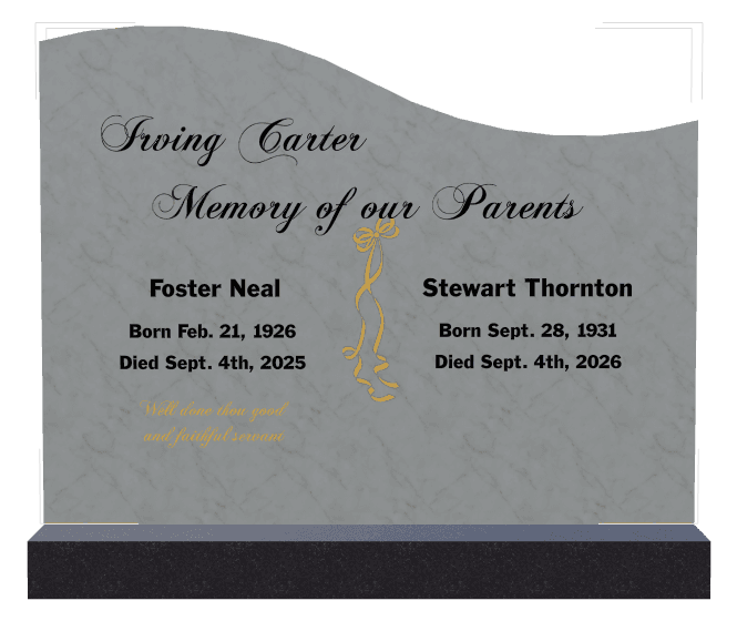 Left Wave Traditional Engraved Headstone – Well Done Thou Good And Faithful Servant preview