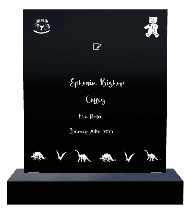 Square Laser-Etched Black Granite Headstone – James preview